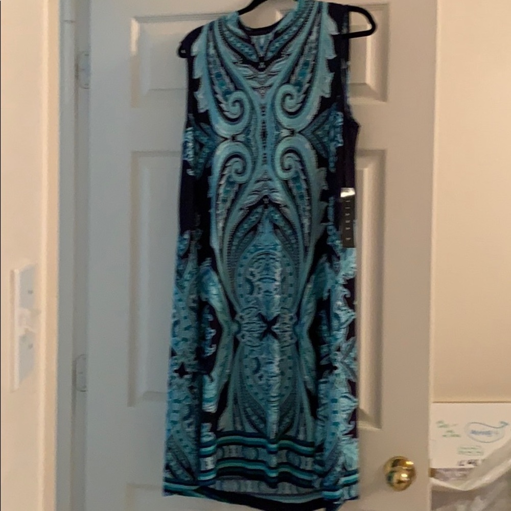 Dress. NWT. Navy Blue/teal print.